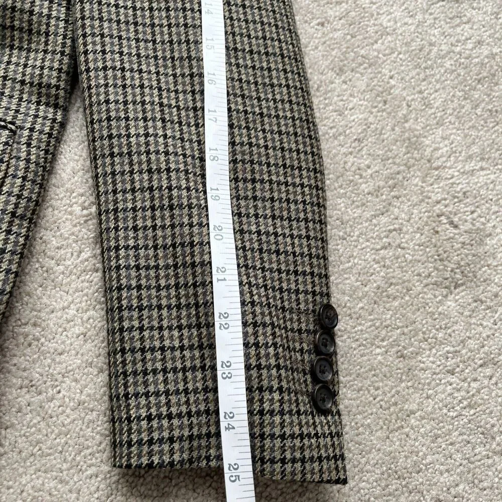 Ralph Lauren Herringbone Plaid Blazer Mens 42L Wool Cashmere Academia Preppy
